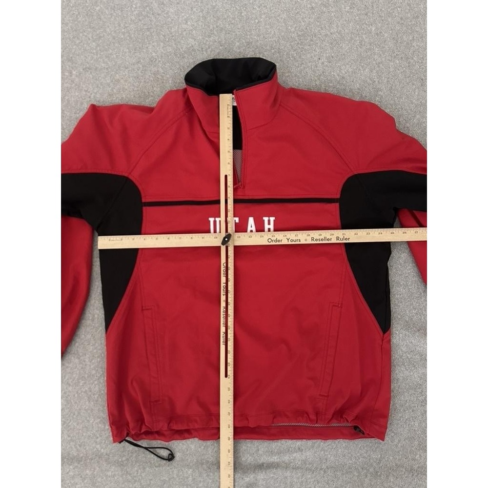 Utah Utes Jacket Large Red NCAA College Columbia Quarter Zip Pullover Shell - Picture 6 of 12